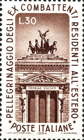 Francobollo Propileo del Monumento a Vittorio Emanuele II, a Roma -  1964