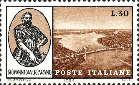 Francobollo Ritratto di Giovanni da Verrazzano e Ponte a Lui Dedicato -  1964