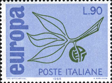Francobollo Ramoscello con Frutto Formato dalla Scritta "CEPT" -  1965