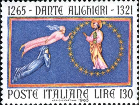 Francobollo Beatrice e Dante di Fronte a San Pietro -  1965
