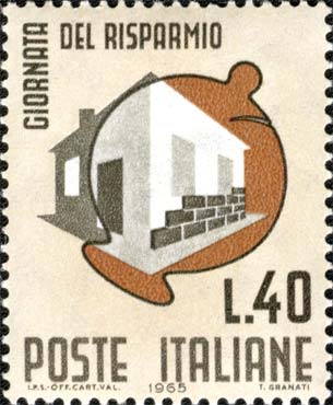 Francobollo Salvadanaio e Casa -  1965