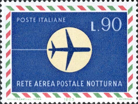 Francobollo Aereo in Volo Notturno -  1965