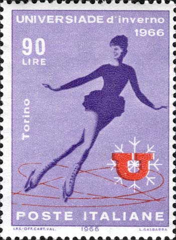 Francobollo Pattinatrice sul Ghiaccio -  1966