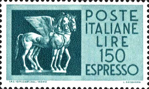 Francobollo Coppia di Cavalli Alati -  1966