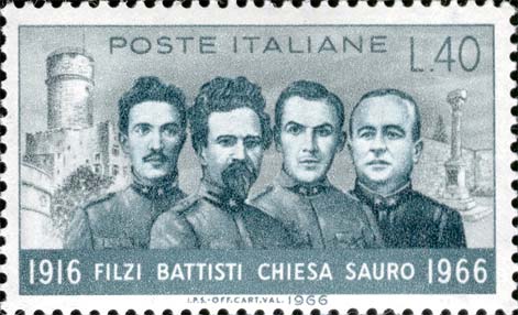 Francobollo Ritratti di Filzi, Battisti, Chiesa e Sauro -  1966