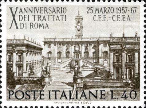 Francobollo Piazza del Campidoglio, a Roma -  1967