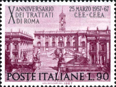 Francobollo Piazza del Campidoglio, a Roma -  1967