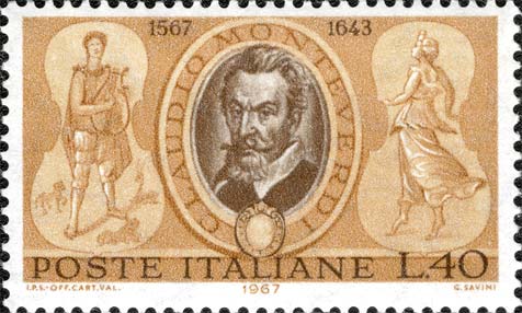 Francobollo Ritratto di Claudio Monteverdi e Soggetti dell'Orfeo -  1967