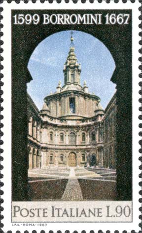 Francobollo Chiesa di San Ivo, a Roma -  1967