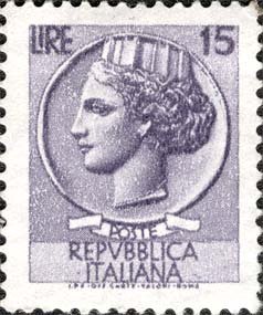 Francobollo Antica Moneta Siracusana -  1968