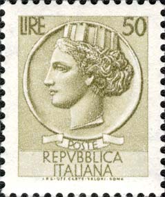 Francobollo Antica Moneta Siracusana -  1968