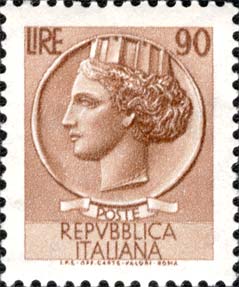 Francobollo Antica Moneta Siracusana -  1968
