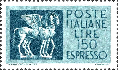 Francobollo Coppia di Cavalli Alati -  1968