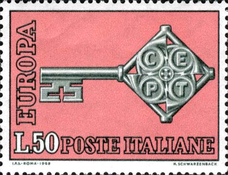 Francobollo Chiave con Lettere "CEPT" -  1968