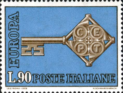 Francobollo Chiave con Lettere "CEPT" -  1968
