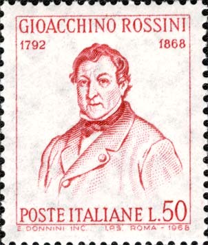 Francobollo Ritratto di Gioacchino Rossini -  1968