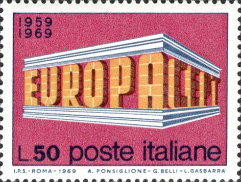 Francobollo Colonnato Formato dalle Parole "Europa CEPT" -  1969