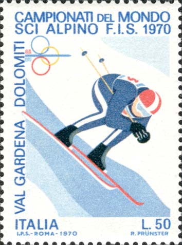 Francobollo Sciatore in Discesa -  1970