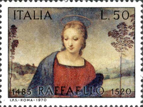 Francobollo Dipinto "Madonna del Cardellino" di Raffaello -  1970