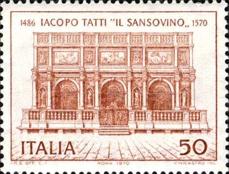Francobollo Loggetta del Campanile sulla Piazzetta di San Marco, a Venezia -  1970