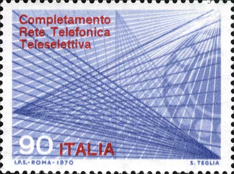 Francobollo Linee e Disco Telefonico -  1970