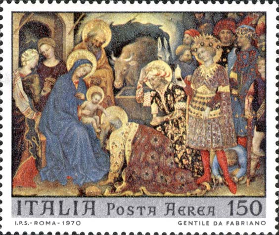 Francobollo Dipinto "Adorazione dei Magi" di Gentile da Fabriano -  1970