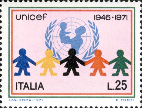 Francobollo Bambini e Stemma dell'UNICEF -  1971