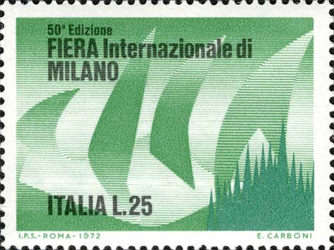 Francobollo Figure Astratte e Sagoma del Duomo di Milano -  1972