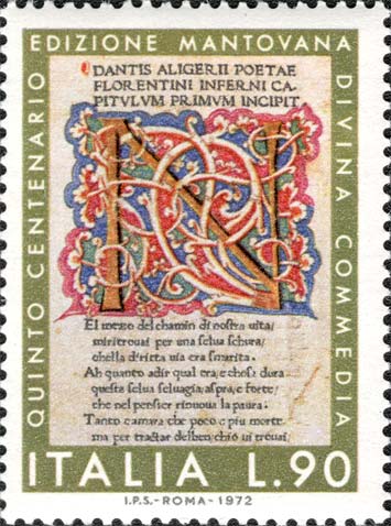 Francobollo Edizione di Mantova della Divina Commedia -  1972