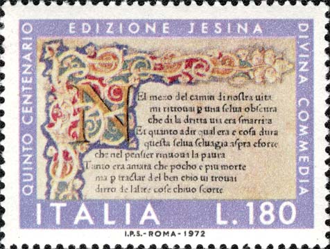 Francobollo Edizione di Jesi della Divina Commedia -  1972