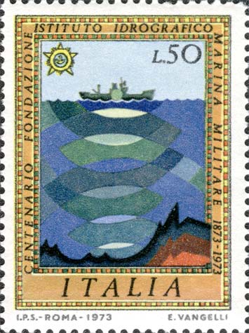 Francobollo Imbarcazione e Onde Sonar -  1973
