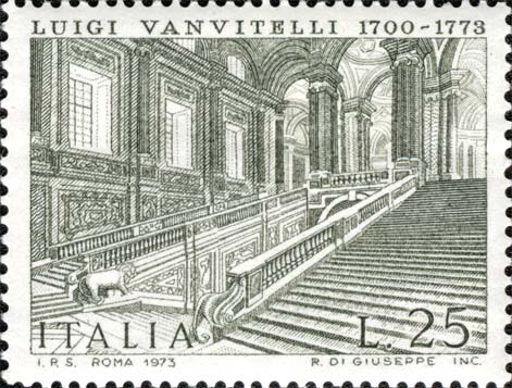 Francobollo Scala della Reggia di Caserta -  1973