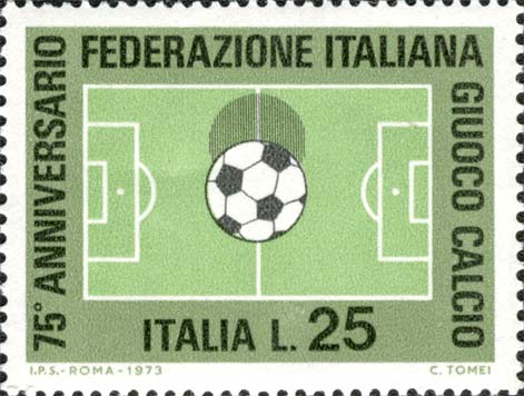 Francobollo Campo di Calcio e Pallone -  1973