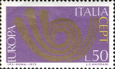 Francobollo Frecce a Formare il Simbolo delle Poste -  1973