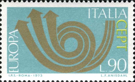 Francobollo Frecce a Formare il Simbolo delle Poste -  1973