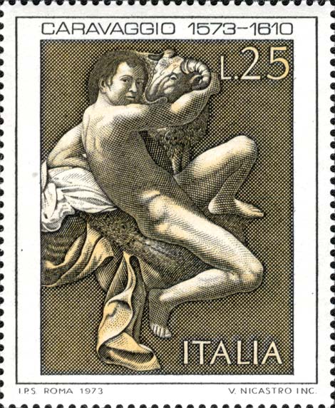 Francobollo Dipinto "San Giovanni Battista" di Caravaggio -  1973