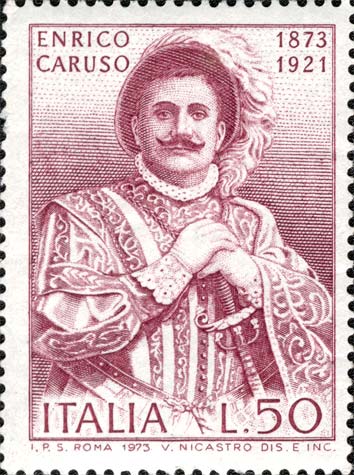 Francobollo Ritratto di Enrico Caruso -  1973