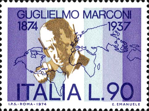 Francobollo Ritratto di Guglielmo Marconi -  1974