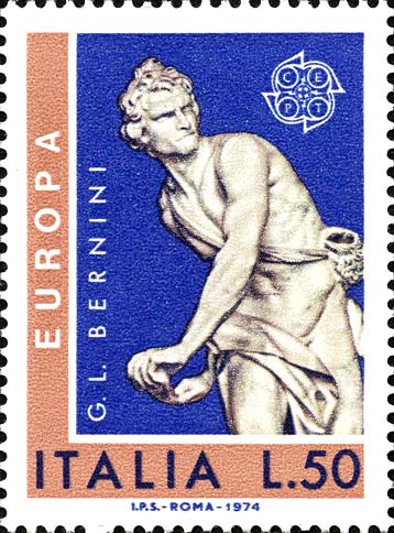Francobollo Il David di Bernini -  1974