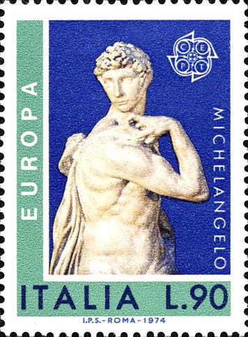 Francobollo Il Genio della Vittoria di Michelangelo -  1974