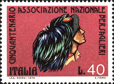 Francobollo Testa di Bersagliere -  1974