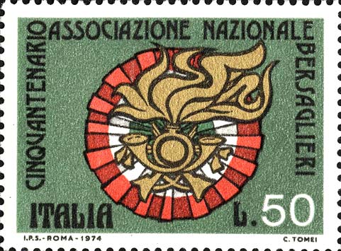 Francobollo Stemma dei Bersaglieri -  1974