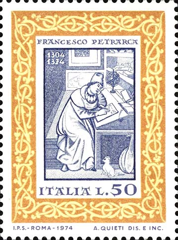 Francobollo Francesco Petrarca nel suo Studio -  1974