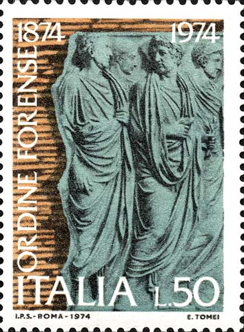 Francobollo Senatori, da un Bassorilievo dell'Ara Pacis -  1974