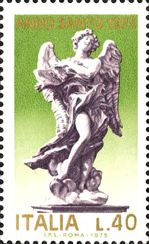 Francobollo Statua di Angelo del Ponte Sant'Angelo -  1975