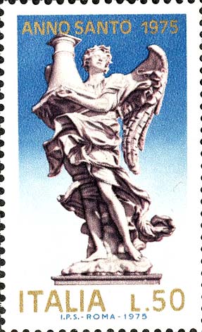 Francobollo Statua di Angelo del Ponte Sant'Angelo -  1975