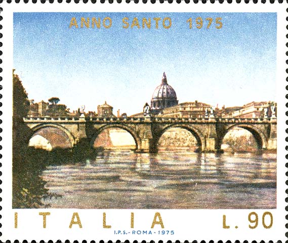 Francobollo Ponte Sant'Angelo, a Roma -  1975