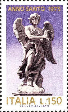 Francobollo Statua di Angelo del Ponte Sant'Angelo -  1975