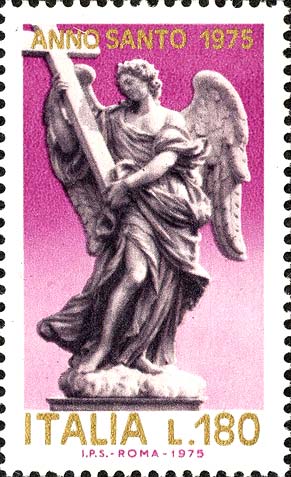 Francobollo Statua di Angelo del Ponte Sant'Angelo -  1975