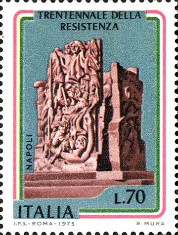 Francobollo Monumento alle Quattro Giornate di Napoli -  1975